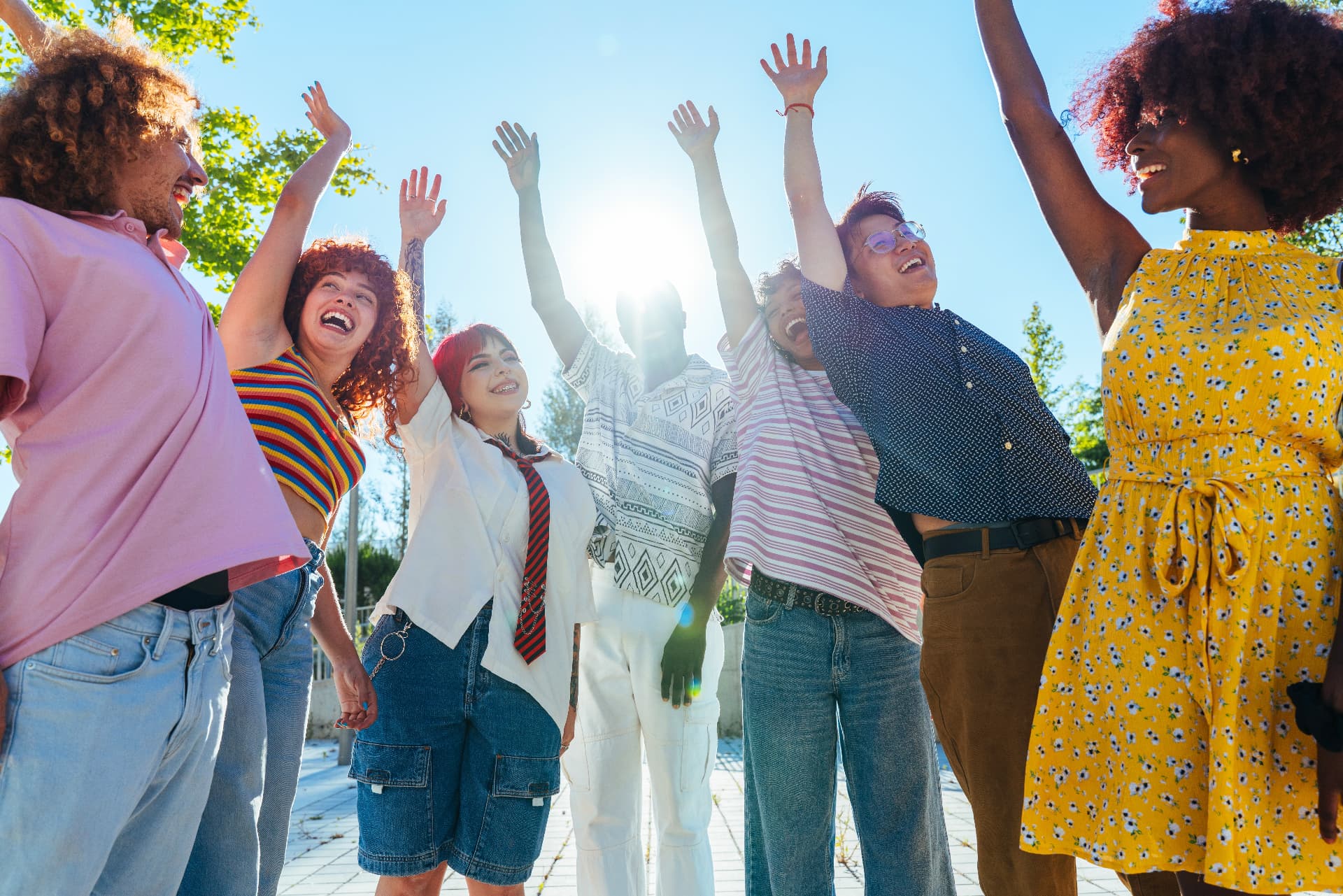 A group of young people laughing together