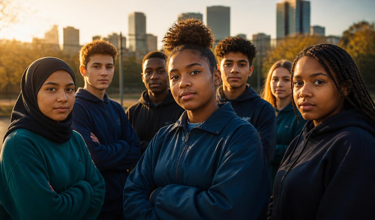 Diverse group of young people looking determined and hopeful
